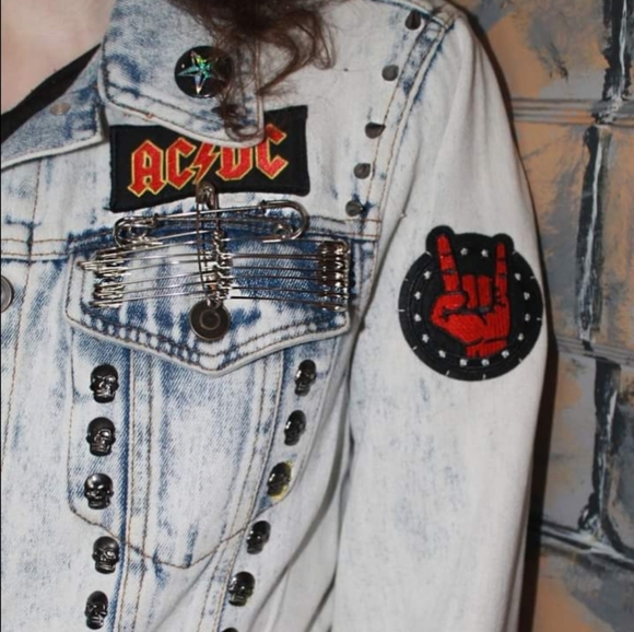 SOLD!!! Custom AC/DC tour jacket- patch jean corset back cropped jacket - Picture 4 of 15